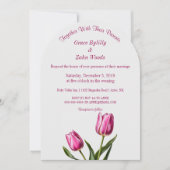Pink Garden Tulip Wedding Einladung (Vorderseite)
