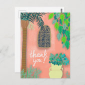 Pink Garden Wall Exotic Palm Tree DANK Postkarte (Vorne/Hinten)