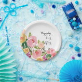 Pink Garden Watercolor Pappteller (Party)