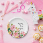 Pink Garden Watercolor Pappteller (Party)