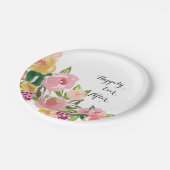 Pink Garden Watercolor Pappteller (Schrägansicht)