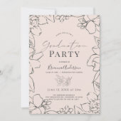 Pink Gardenia Floral Abschluss Einladung (Vorderseite)