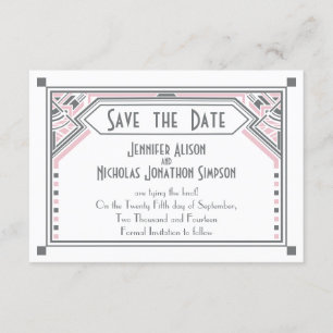 Pink - Gatsby Art Deco Wedding Save the Date