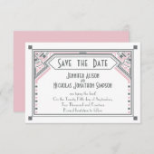 Pink - Gatsby Art Deco Wedding Save the Date (Vorne/Hinten)