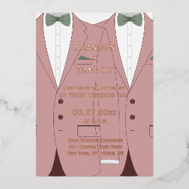 Pink Gay Wedding lädt Sie ein, eine echte Rose zu  Folieneinladung