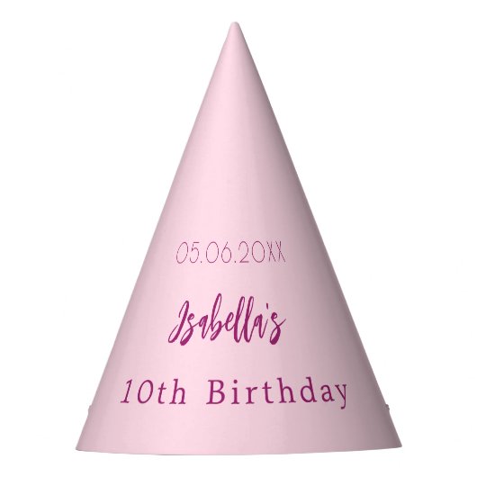 Pink Geburtstagsfeier Partyhütchen (Vorderseite)