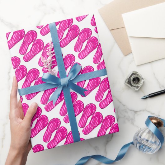 Pink gedreht Flop Strand Thema Packpapier (Schenken)