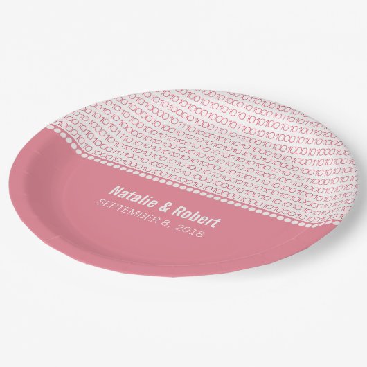 Pink Geek Chic Binary Code Paper Teller (Schrägansicht)