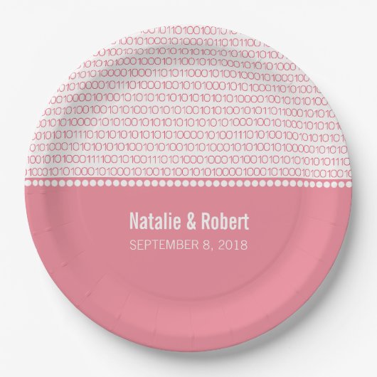 Pink Geek Chic Binary Code Paper Teller (Vorderseite)