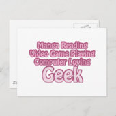 Pink Geek Postkarte (Vorne/Hinten)