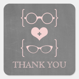 Pink Geeky Glasses Chalkboard Danke Stickers