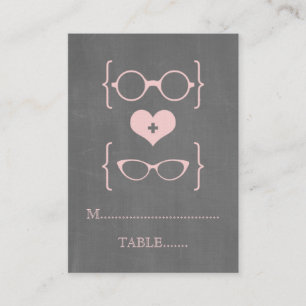 Pink Geeky Glasses Chalkboard Platzkarten