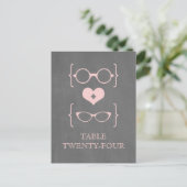 Pink Geeky Glasses Chalkboard Table Postkarte (Stehend Vorderseite)