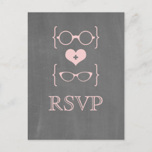 Pink Geeky Glasses Chalkboard UAWG Postkarte