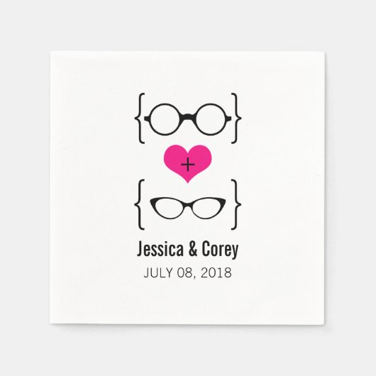 Pink Geeky Glasses Paper Napkins Serviette (Vorderseite)