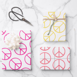 Pink Gelb Orange Friedenszeichen Geschenkverpackun Geschenkpapier Set