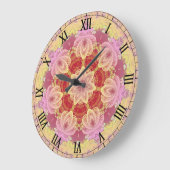 Pink & Gelb Pastell Gyro Fraktale Wall Clock Große Wanduhr (Winkel)