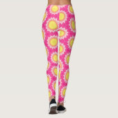 Pink & Gelb Sonnenblumenmuster - Leggings (Rückseite)
