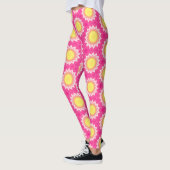 Pink & Gelb Sonnenblumenmuster - Leggings (Links)