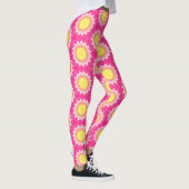 Pink & Gelb Sonnenblumenmuster - Leggings (Rechts)
