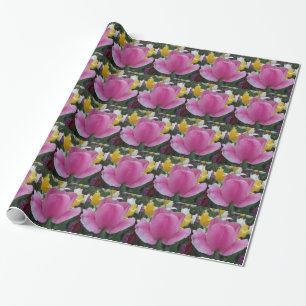 Pink-Gelb-Tulip-Blume Wrapping Paper Geschenkpapier