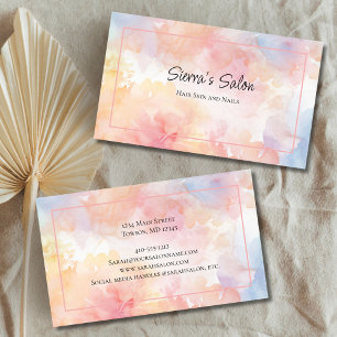 Pink Gelbe Aquarell-Wash-Haar-Nagel-Spa-Salon  Visitenkarte