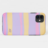 Pink-gelbe Lila Pastel Wavy Stripes iPhone Case (Rückseite (Horizontal))