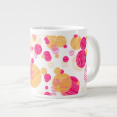 Pink-gelbe Polka-Dot-Muster Jumbo-Tasse (Vorderseite Rechts)