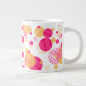 Pink-gelbe Polka-Dot-Muster Jumbo-Tasse (Rechts)