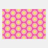 Pink-gelbe Sonnenblumen-Kartonpapier-Blätter Geschenkpapier Set (Vorderseite)