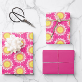 Pink-gelbe Sonnenblumen-Kartonpapier-Blätter Geschenkpapier Set