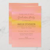 Pink-gelbe Streifen Graduierungsparty Einladung (Vorne/Hinten)