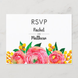 Pink-gelbe UAWG-Pfosten-Karten für die Blumenbeere Einladungspostkarte