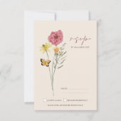 Pink-Gelbe Wildblume Whimsical Wedding RSVP (Vorderseite)