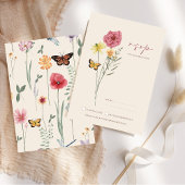 Pink-Gelbe Wildblume Whimsical Wedding RSVP