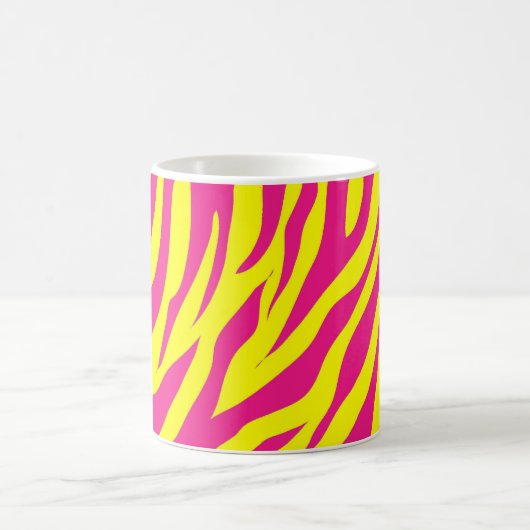 Pink-gelbe wildes Tier-Druckzebra-Streifen Kaffeetasse (Mittel)