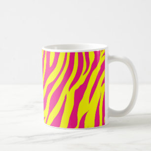 Pink-gelbe wildes Tier-Druckzebra-Streifen Kaffeetasse
