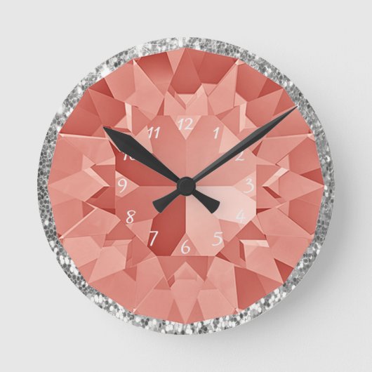 Pink Gem Runde Wanduhr (Vorderseite)