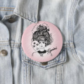 Pink Gemini Masked Lady Zodiac Personal Button (Beispiel)