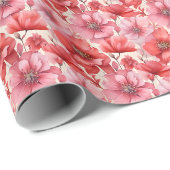 Pink-gemischte Blume auf Elfenbein Geschenkpapier (Rolleneckpunkt)