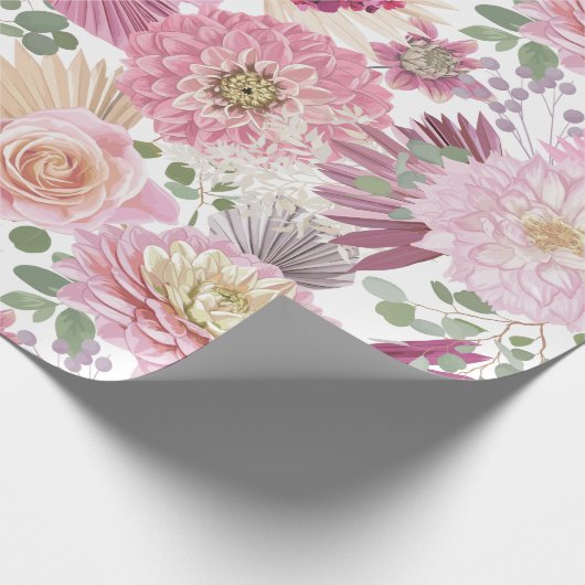 Pink-Gemischtgarten-Blume Geschenkpapier (Ecke)