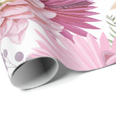 Pink-Gemischtgarten-Blume Geschenkpapier (Rolleneckpunkt)