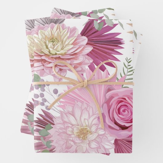 Pink-Gemischtgarten-Blume Geschenkpapier Set (Beispiel)