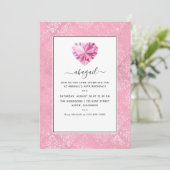 Pink Gemstone Geburtstagsparty Einladung (Stehend Vorderseite)