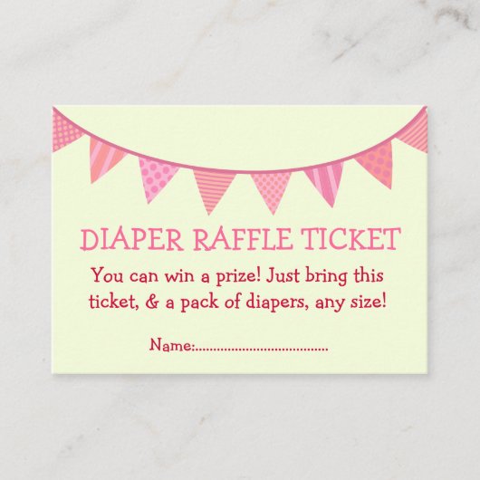 Pink Gemustert Flags - Windeln Raffle Ticket für G Begleitkarte (Vorderseite)