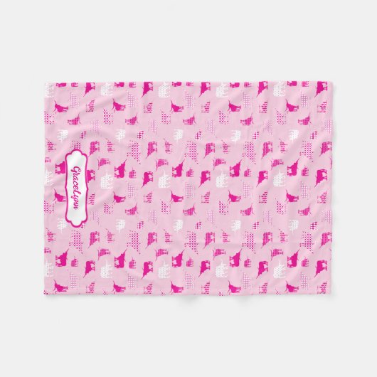 Pink Gemustertes Langornmuster Fleecedecke (Vorderseite (Horizontal))