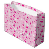 Pink Gemustertes Langornmuster Große Geschenktüte (Rückseite Schrägansicht)