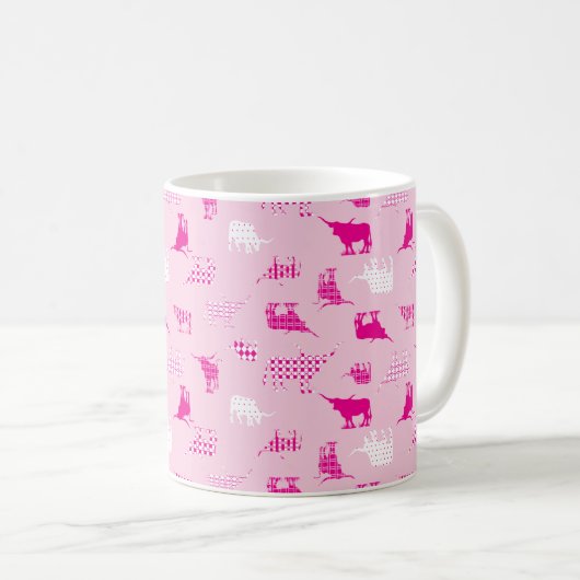 Pink Gemustertes Langornmuster Kaffeetasse (VorderseiteRechts)