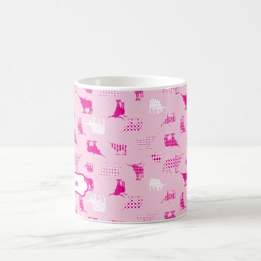 Pink Gemustertes Langornmuster Kaffeetasse (Mittel)