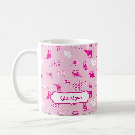 Pink Gemustertes Langornmuster Kaffeetasse (Links)